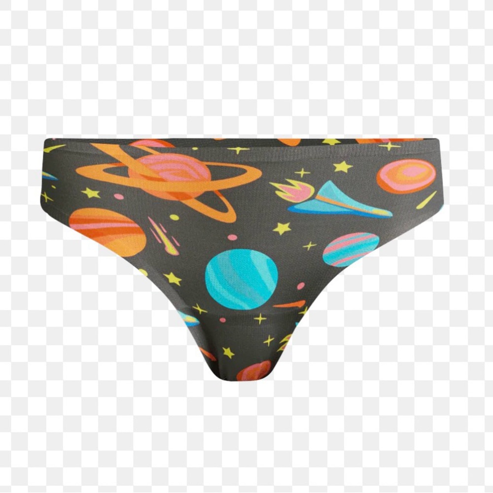 Me Undies | Women’s Blast Off Breathe Thong Space Print | Small